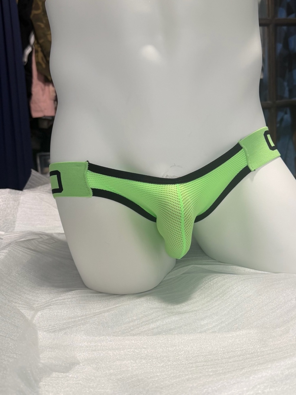 Men’s Neon Green Jockstrap Brief with Black Trim - Picture 6 of 6